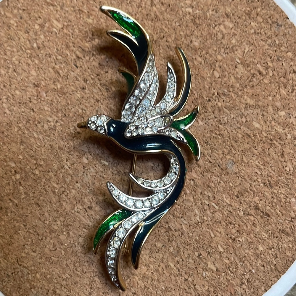 Bird Rhinestone Brooch, Vintage